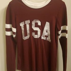Red and White USA Long Sleeve T-Shirt
